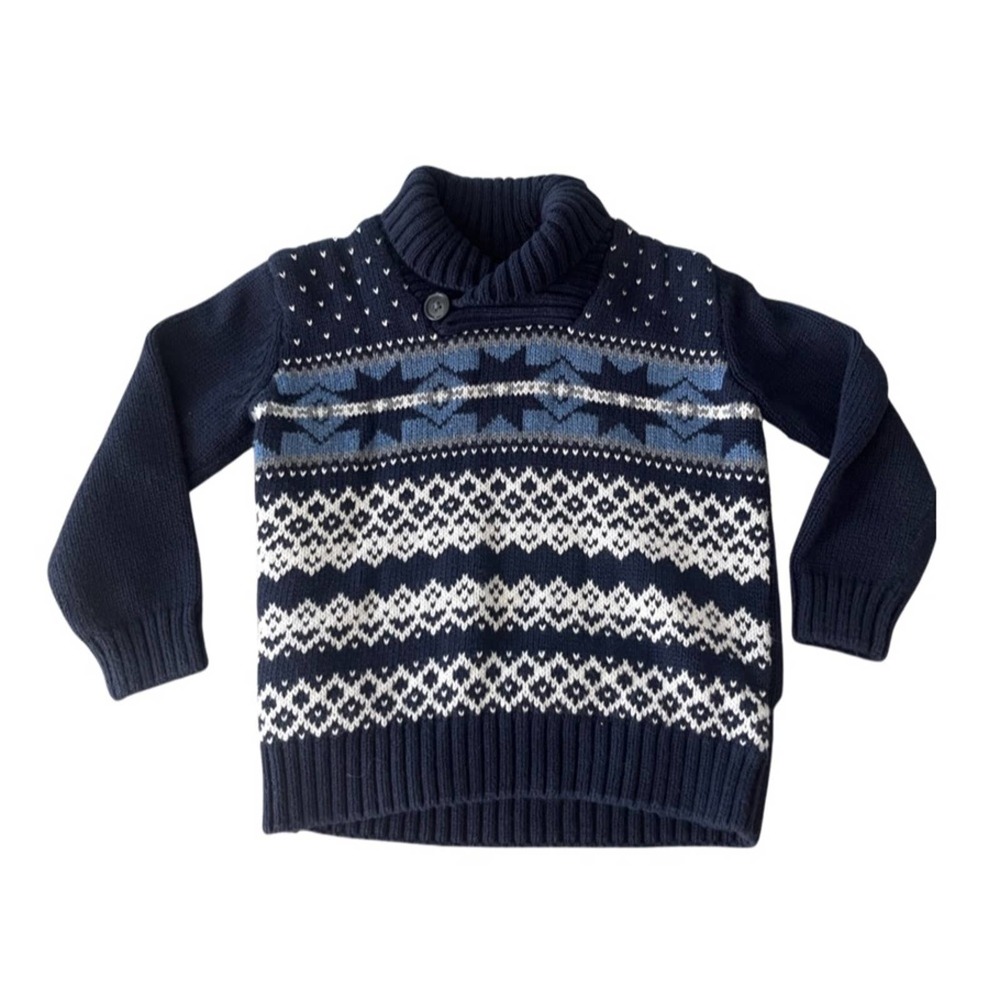 Janie and Jack Blue Gray Winter Snowflake Sweater Toddler Boys Size 2T